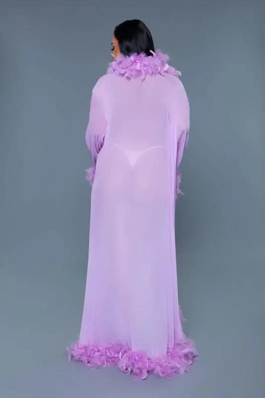 T-Shirts Premium BE WICKED Glamour Boa Feather Trim Robe, Black, One Size - Luxurious Sleepwear