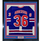 Framed Autographed/Signed Glenn Anderson 94 SC Champs 35x39 New York Blue Hockey Jersey JSA COA