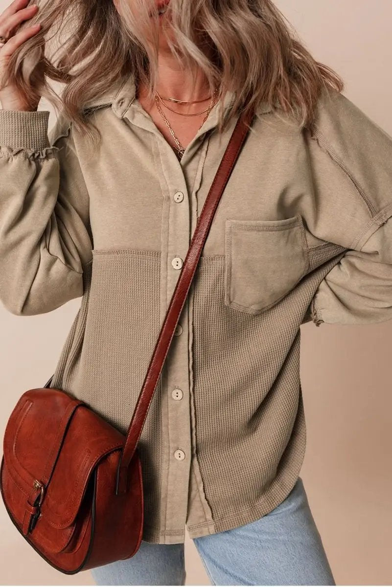 Love Salve Mineral Wash Shacket Women's Loose Fit — Casual Daily Wear