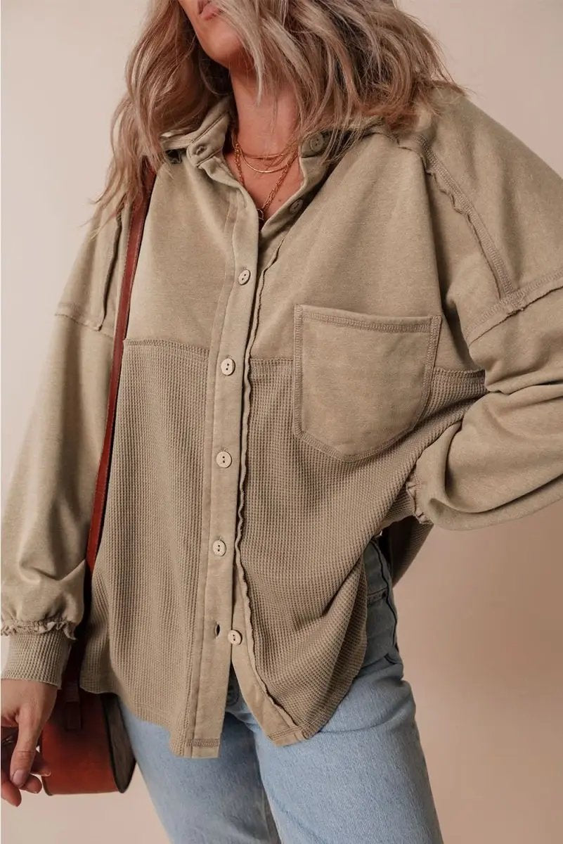 Love Salve Mineral Wash Shacket Women's Loose Fit — Casual Daily Wear