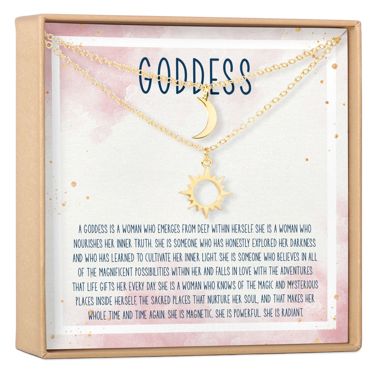 Goddess Sun and Moon Pendants Necklace Set