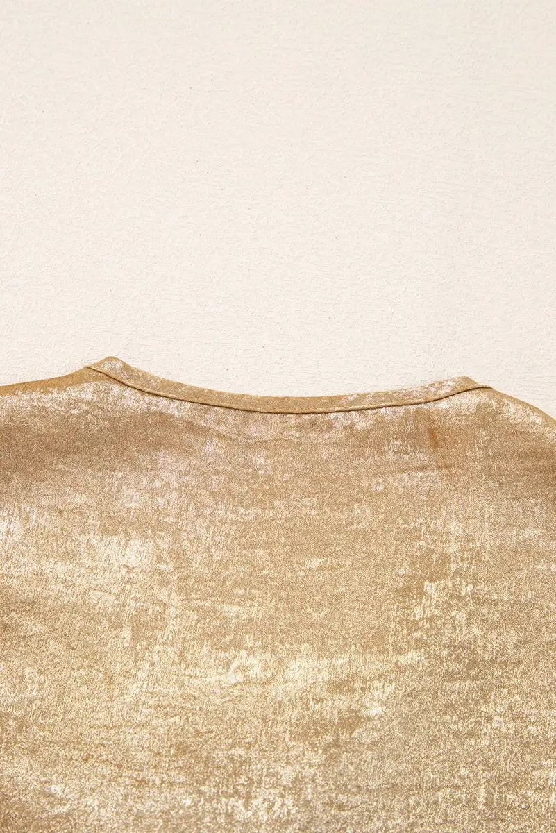 Pants Love Salve Gold Velvet Blouse Women's Daily Elegant Top: Bow Detail, Ruffle Hem