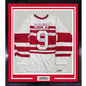 Framed Autographed/Signed Gordie Howe 35x39 Detroit White Hockey Jersey PSA COA