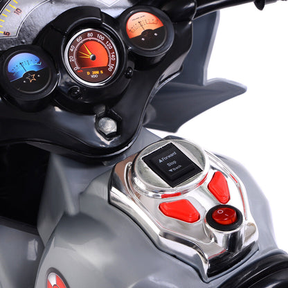 Gray 3-Wheel Electric Ride-On Motorcycle for Kids - Battery Powered Toy Bicycle