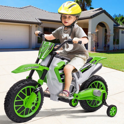 12V Electric Kids Ride On Dirt Bike with Training Wheels - Motorbike Fun for Little Riders