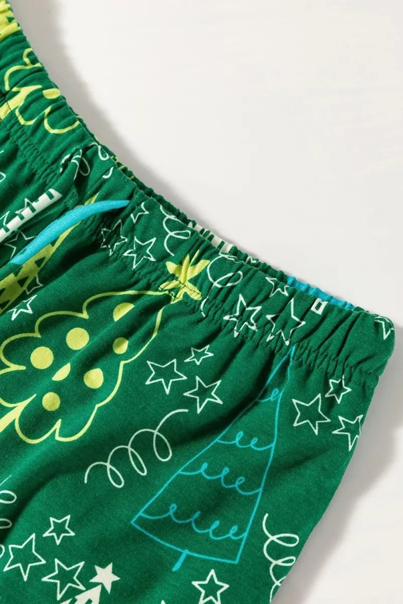 Pants Love Salve Green Christmas Print Women's Loungewear Set Comfy Pajama Set