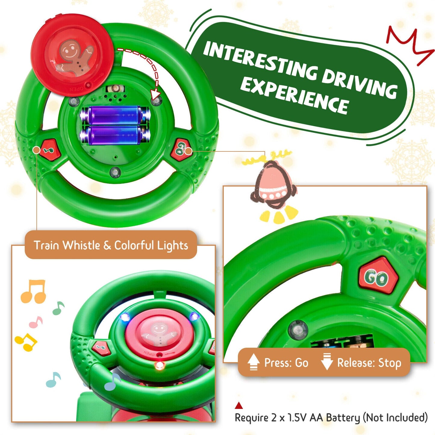 Green Electric Kids Train Toy with Unique Design and Stickers