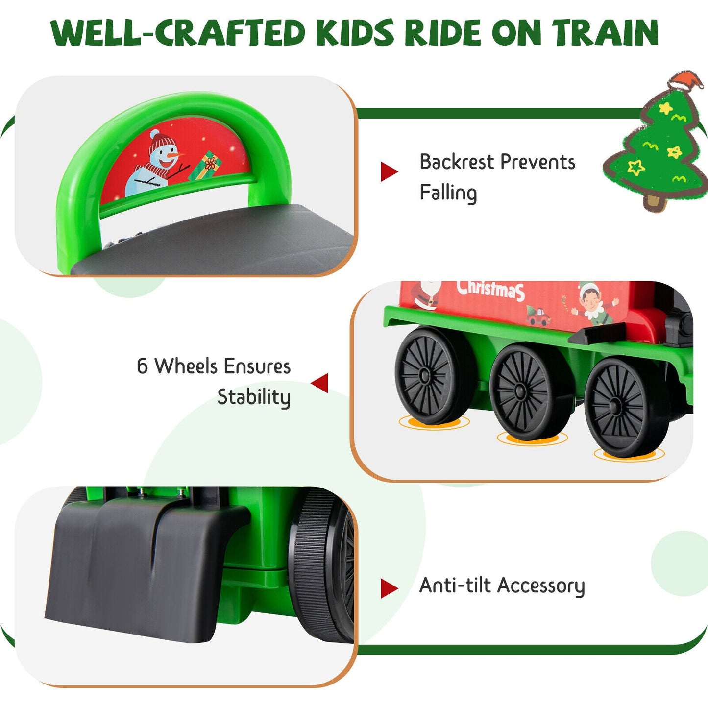 Green Electric Kids Train Toy with Unique Design and Stickers