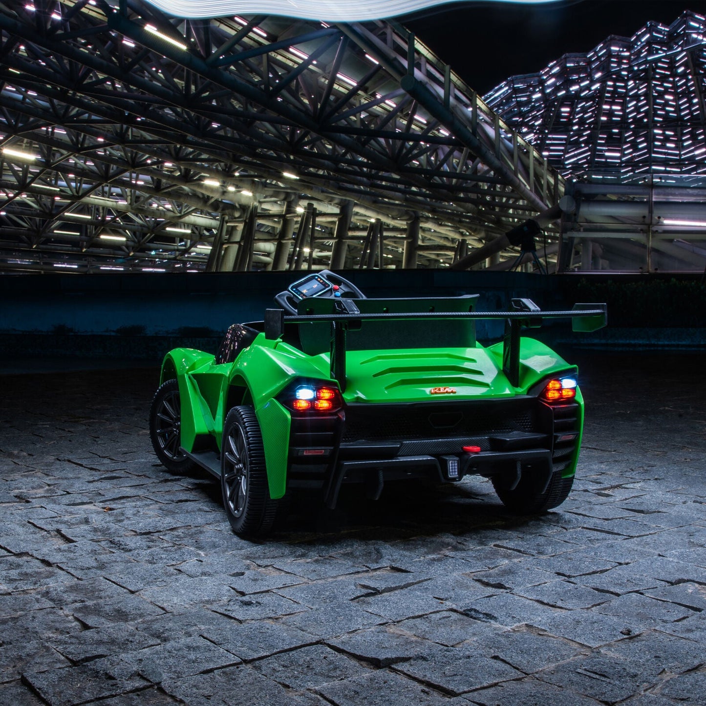 Green Electric Ride-On Car with Remote Control, MP3 Player, and 3 Speed Options for Kids