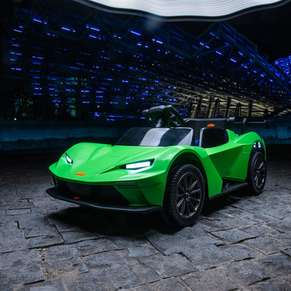 Green Electric Ride-On Car with Remote Control, MP3 Player, and 3 Speed Options for Kids