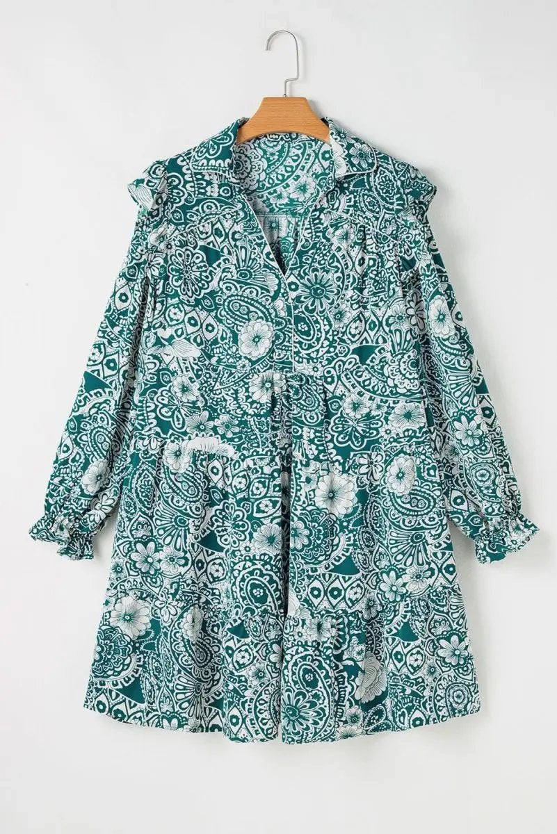 Love Salve Plus Size Green Floral Dress | Polyester