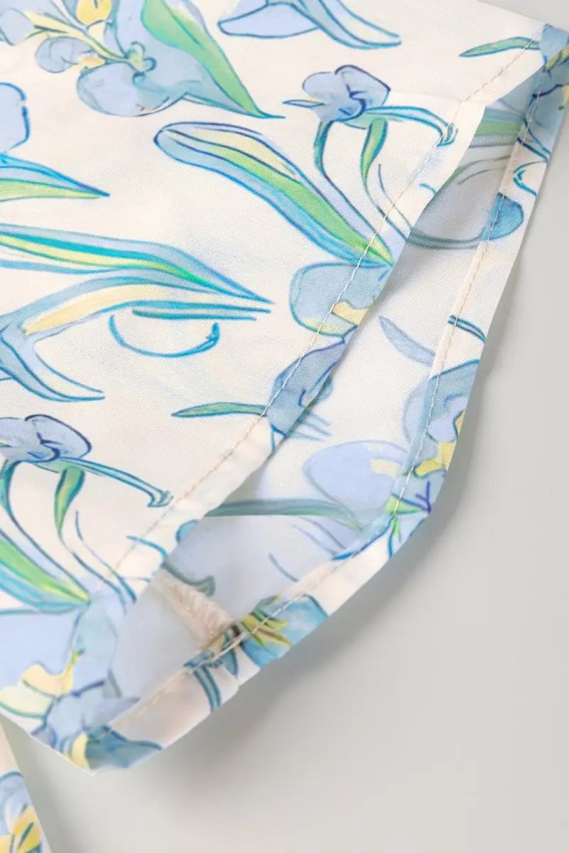 Women's Shift Dress - Green Floral Buttoned - Summer Daily Wear
