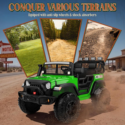 2-Seater Electric Ride-On Jeep for Kids with LED Lights and 24V Battery