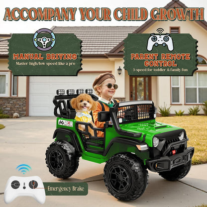 2-Seater Electric Ride-On Jeep for Kids with LED Lights and 24V Battery