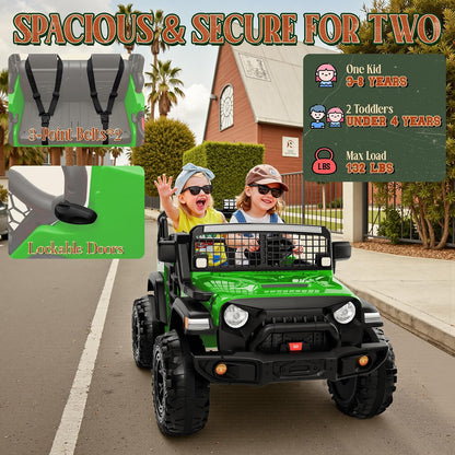 2-Seater Electric Ride-On Jeep for Kids with LED Lights and 24V Battery