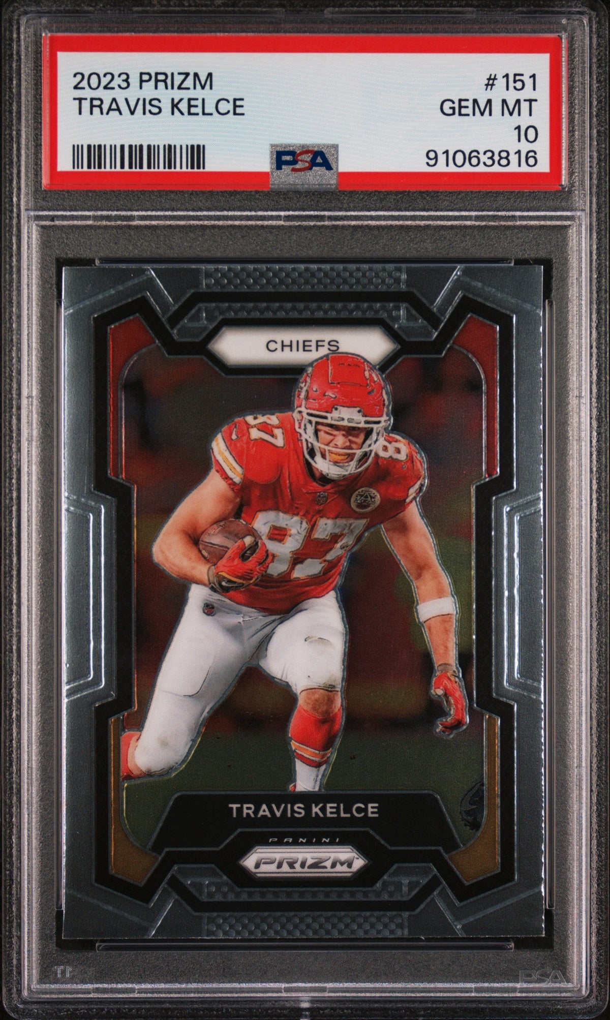 Graded 2023 Panini Prizm Travis Kelce #151 Football Card PSA 10 Gem Mint