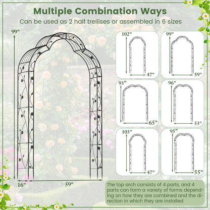 Garden Arch Arbor Trellis for Climbing Plants Roses Vines-Black
