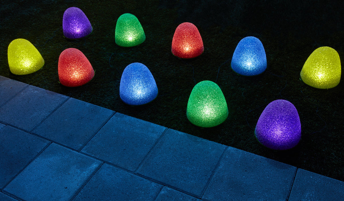 Set of 10 - 8" Tall Sugar Coated LED Gumdrop Christmas Pathway Lights - A/C Powered