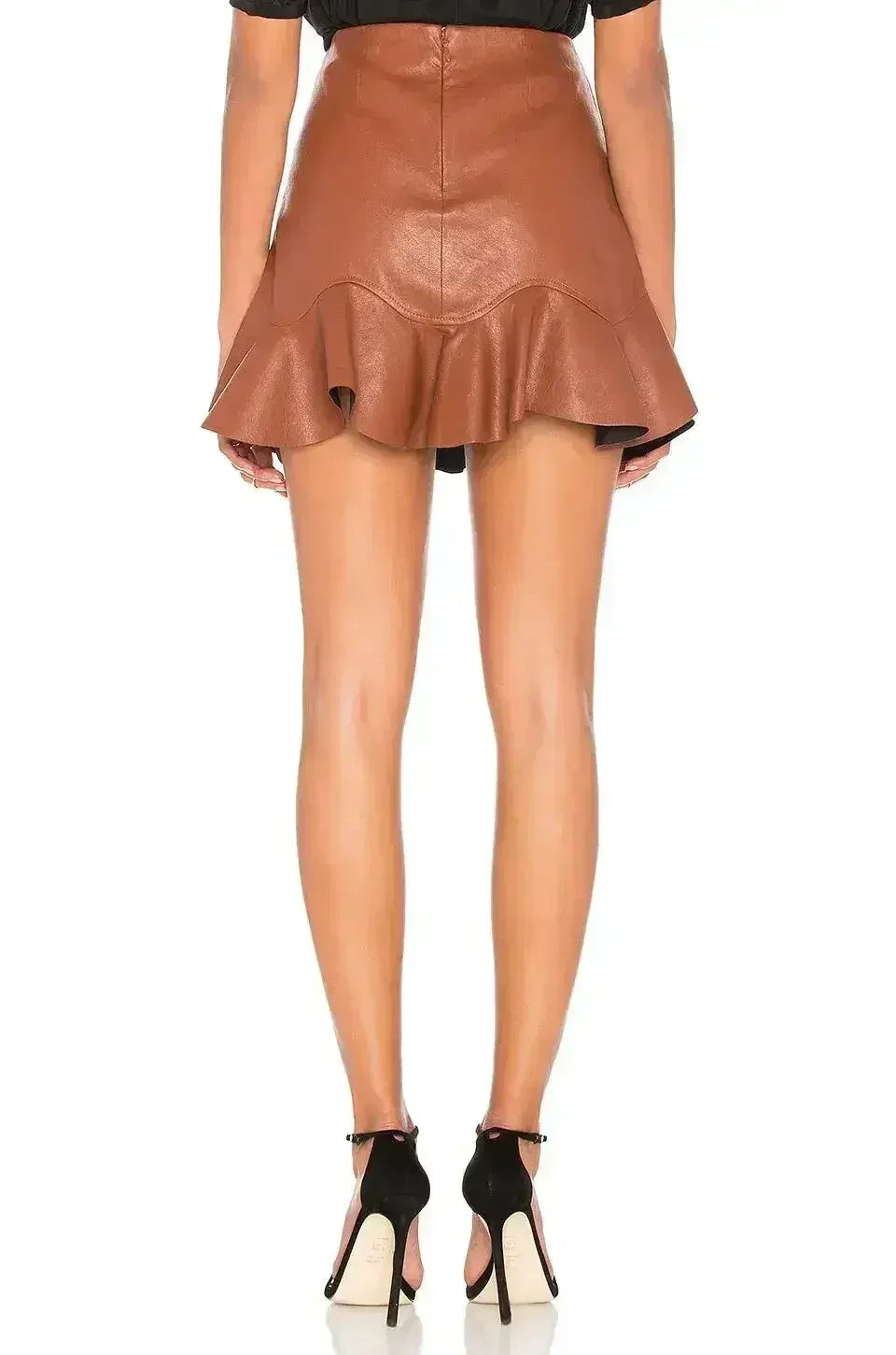 VEGAN LEATHER RUFFLE SKIRT