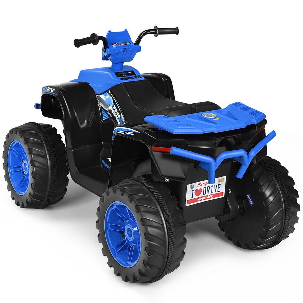 Gymax 12V Electric Kids ATV 4-Wheeler Quad with Music and LED Lights in Navy