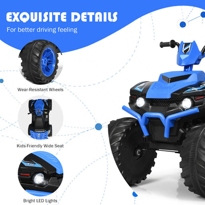 Gymax 12V Electric Kids ATV 4-Wheeler Quad with Music and LED Lights in Navy