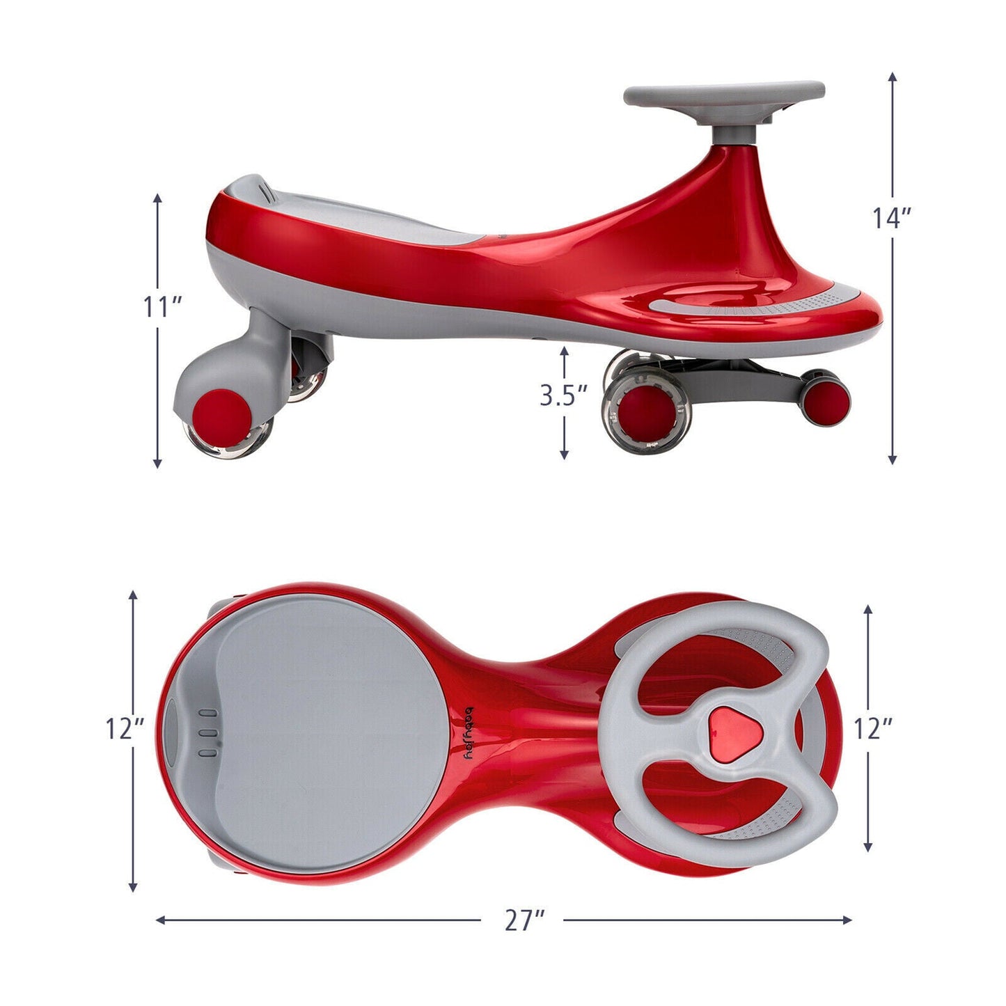 Gymax Kids' Red Wiggle Car with Flashing Wheels - Fun Ride-on Toy for Toddlers and Kids
