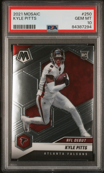 Graded 2021 Panini Mosaic Kyle Pitts #250 Rookie RC Football Card PSA 10 Gem Mint