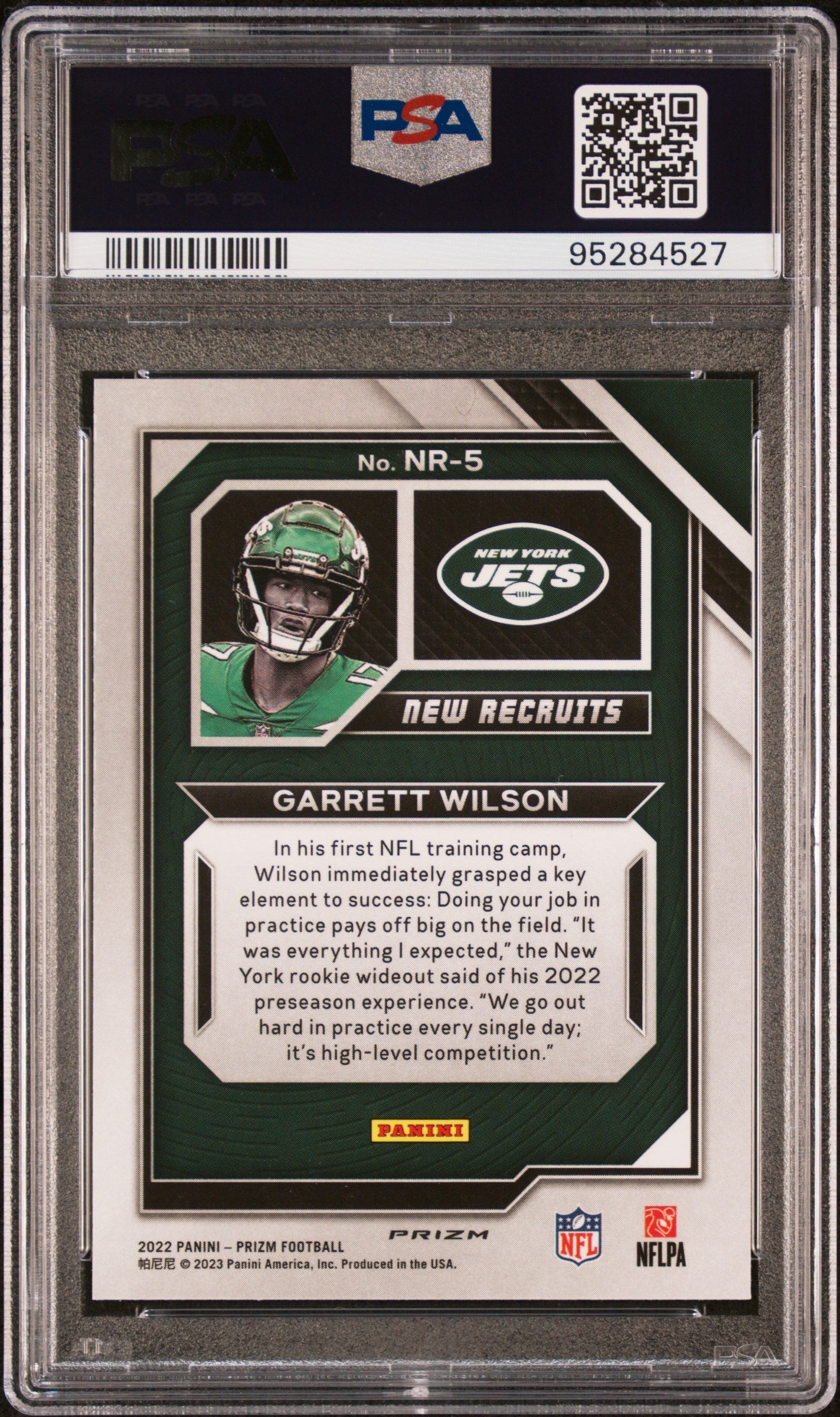 Graded 2022 Panini Prizm Garrett Wilson #NR5 New Recruits No Huddle Rookie RC Football Card PSA 10 Gem Mint