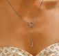 Stainless Steel Sun & Moon Y-Shaped Necklace