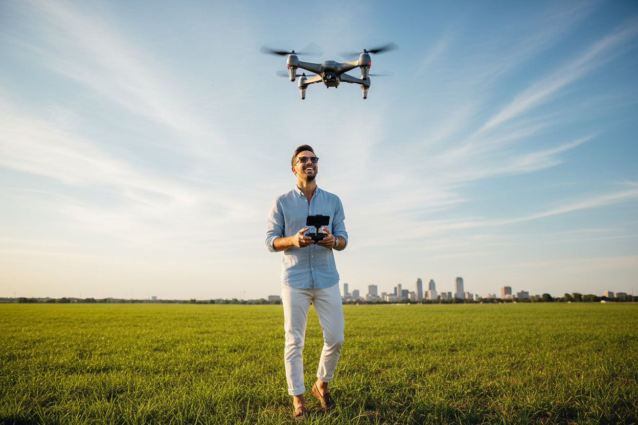 iCAT2 GPS Brushless Drone | 1080P HD Camera Quadcopter with GPS Positioning, 2.4G Remote Control & Carrying Backpack – Grey
