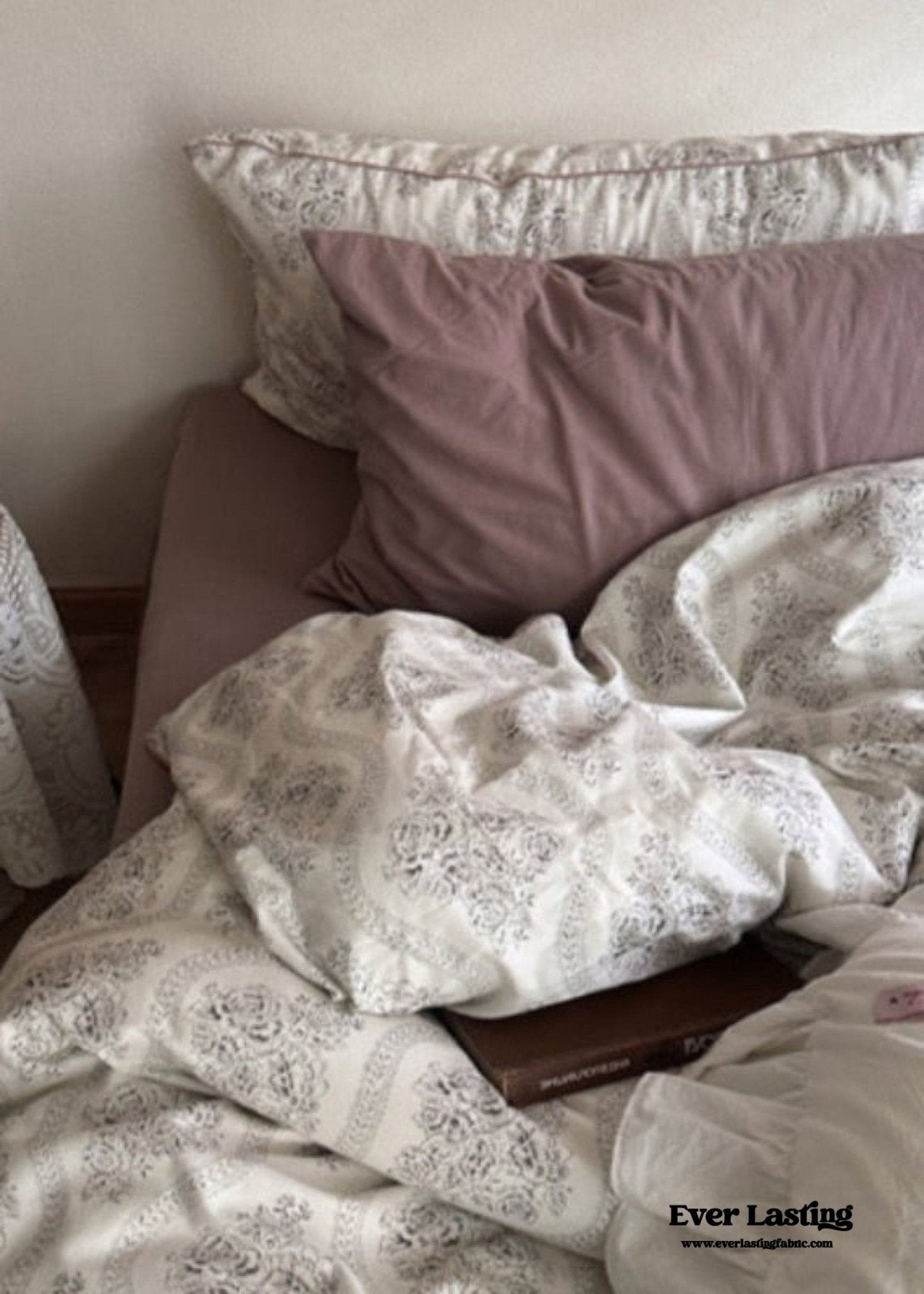 Hannah Vintage Floral Braids Cotton Bedding Set / Beige
