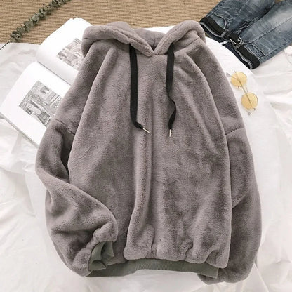 Harajuku Style Solid Hooded Fleece Pullover for Boys, Man and Women - # BOAA13510026