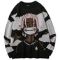 Harajuku vintage cartoon anime knitted sweater men winter oversized - # BOAA13510009