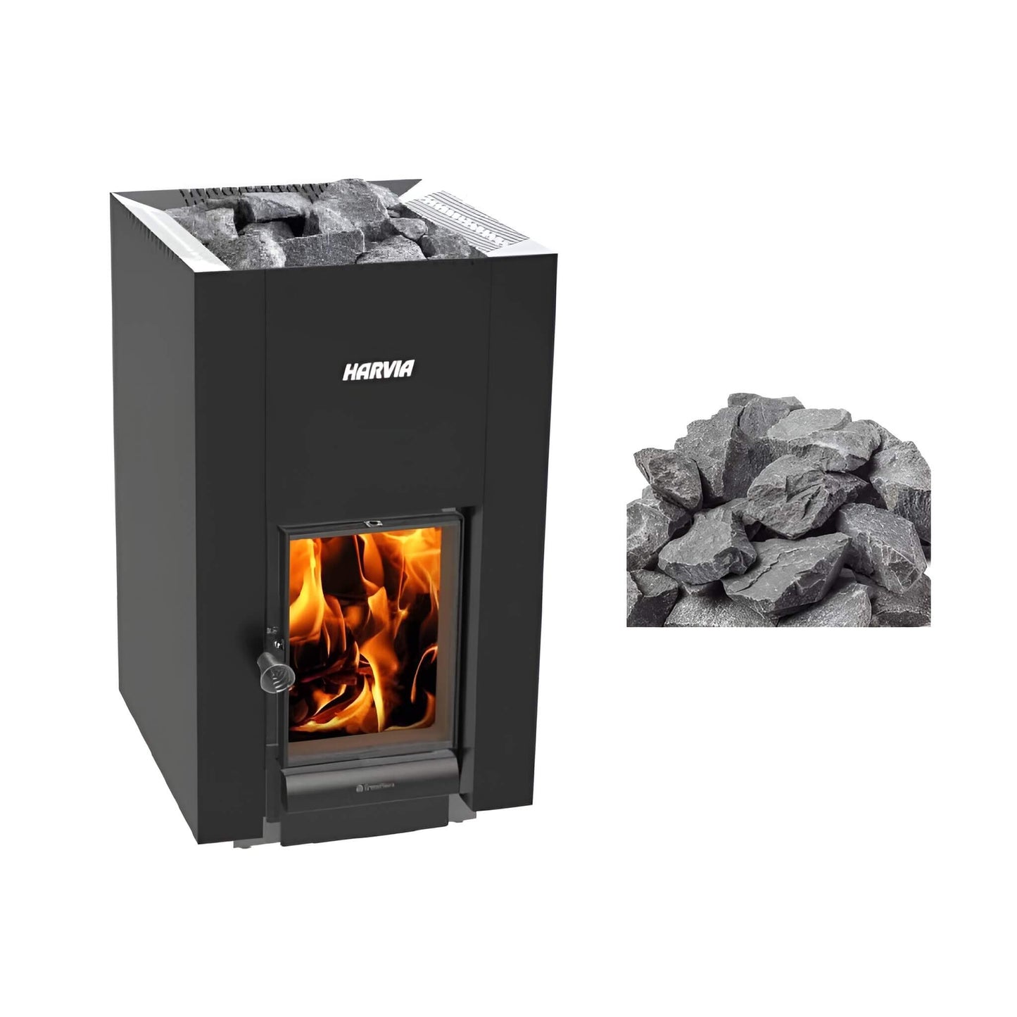 Harvia GreenFlame 22 Linear 15.7KW Wood Sauna Stove With Sauna Stones [WKLI22GM] (SAK62094)