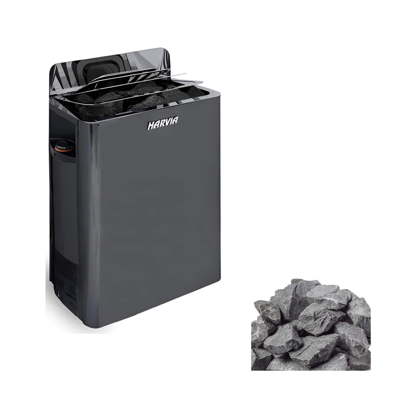 Harvia The Wall Stainless Steel Built-In Wall Mount Sauna Heater With Illuminated Controls & Sauna Stones [SW60/80] (SAK21467)