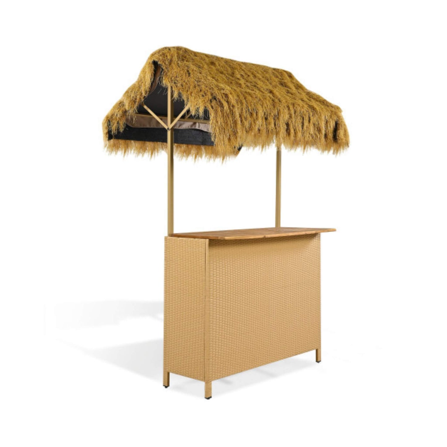 Alora 3-Piece Hawaiian Bar-Height Patio Set With Grass Canopy And Stools (SAK63047)