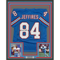 Framed Autographed/Signed Haywood Jeffires 35x39 Tennessee Retro Light Blue Football Jersey JSA COA