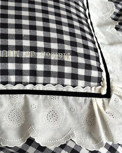 Hazel Vintage Gingham Ruffle Bedding Set / Black