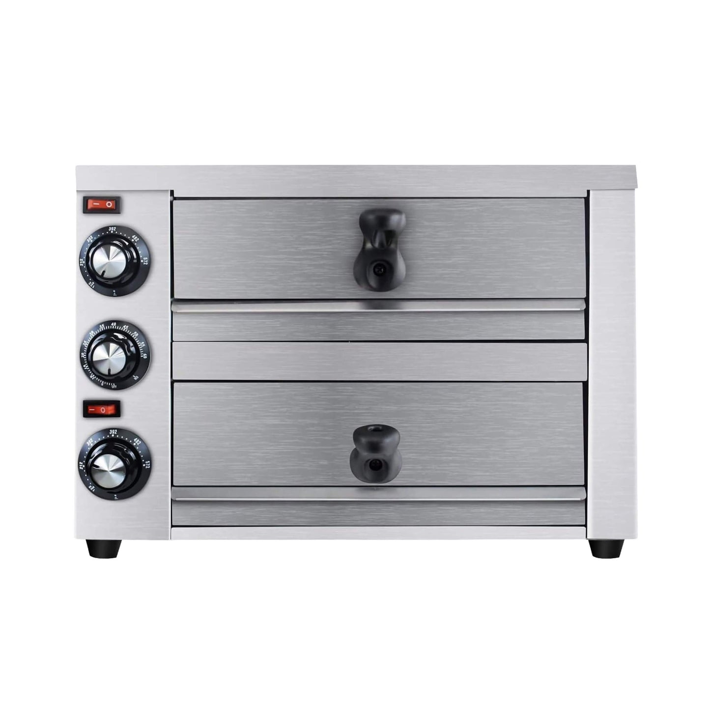 Heavy-Duty 14-Inch Commercial Stainless Steel Electric 2-Tier Tabletop Pizza Oven With Timer (SAK90432)