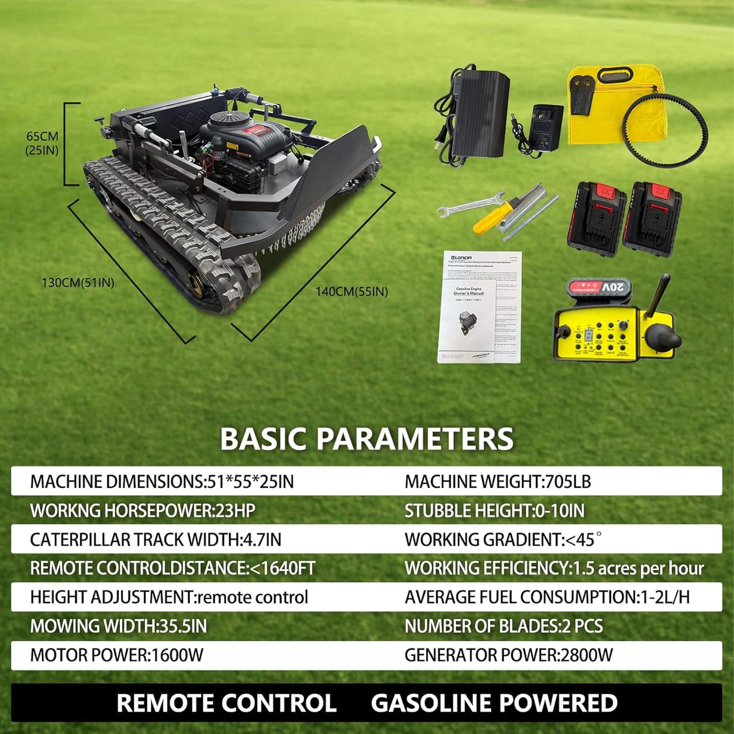 Heavy-Duty 23HP Remote-Controlled Track Mower With 35-Inch Deck (SAK62581)