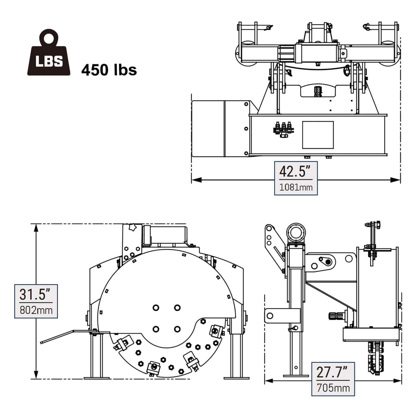 Heavy-Duty 3-Point PTO Powered Stump Root Grinder For 15-45HP Tractors [PTO Shaft Included] (SAK27940)