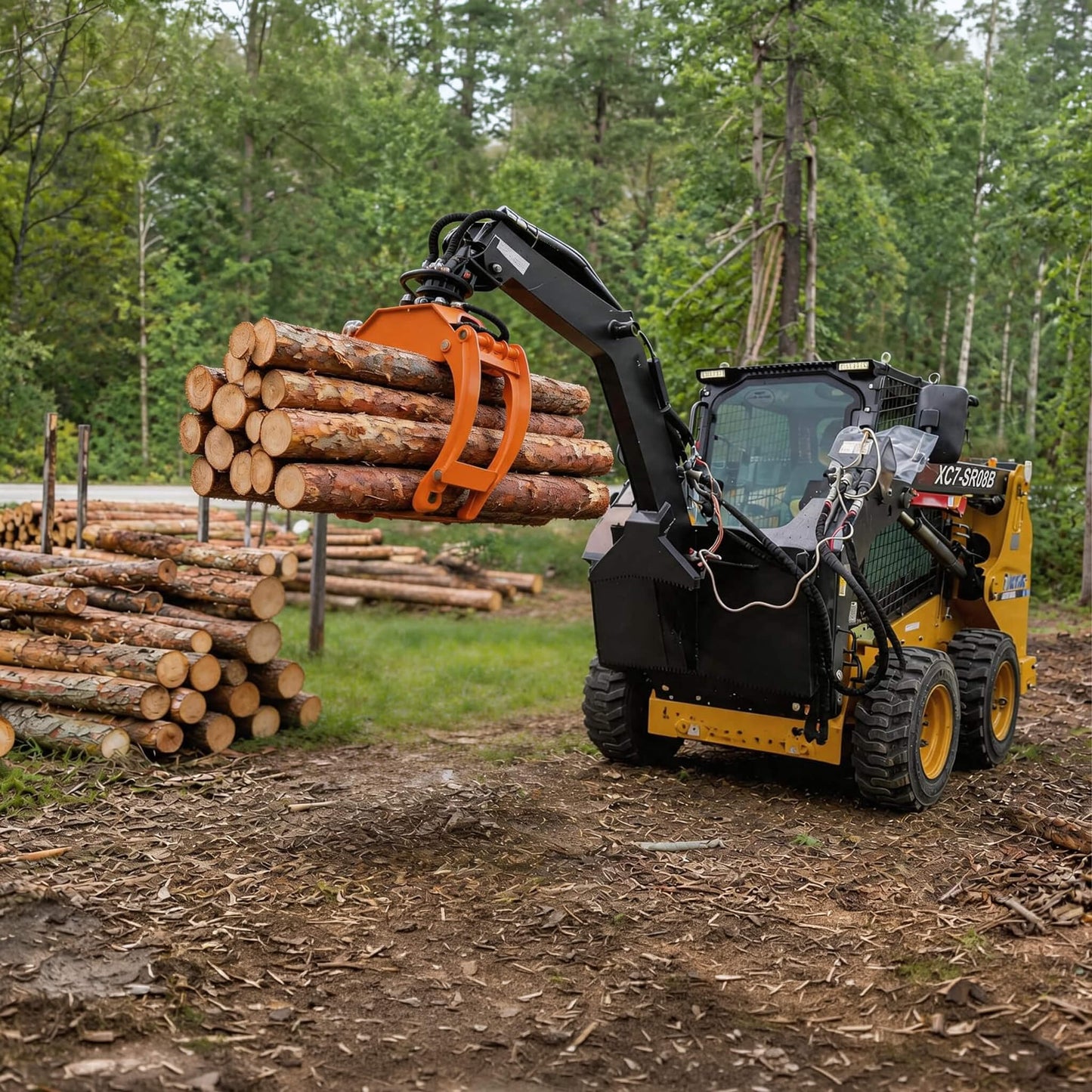 Heavy-Duty 360-Degree Rotating Log Grapple Skid Steer Attachment (SAK43867)