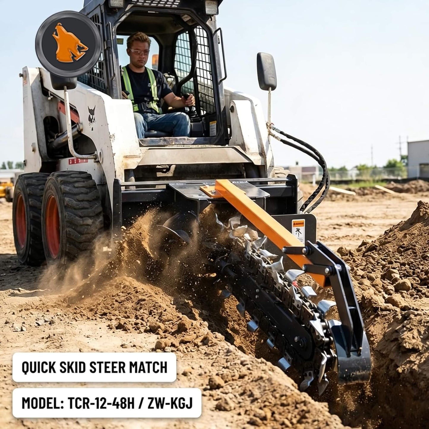 Heavy-Duty 48-Inch Skid Steer Attachment Trencher With Auger (SAK16842)