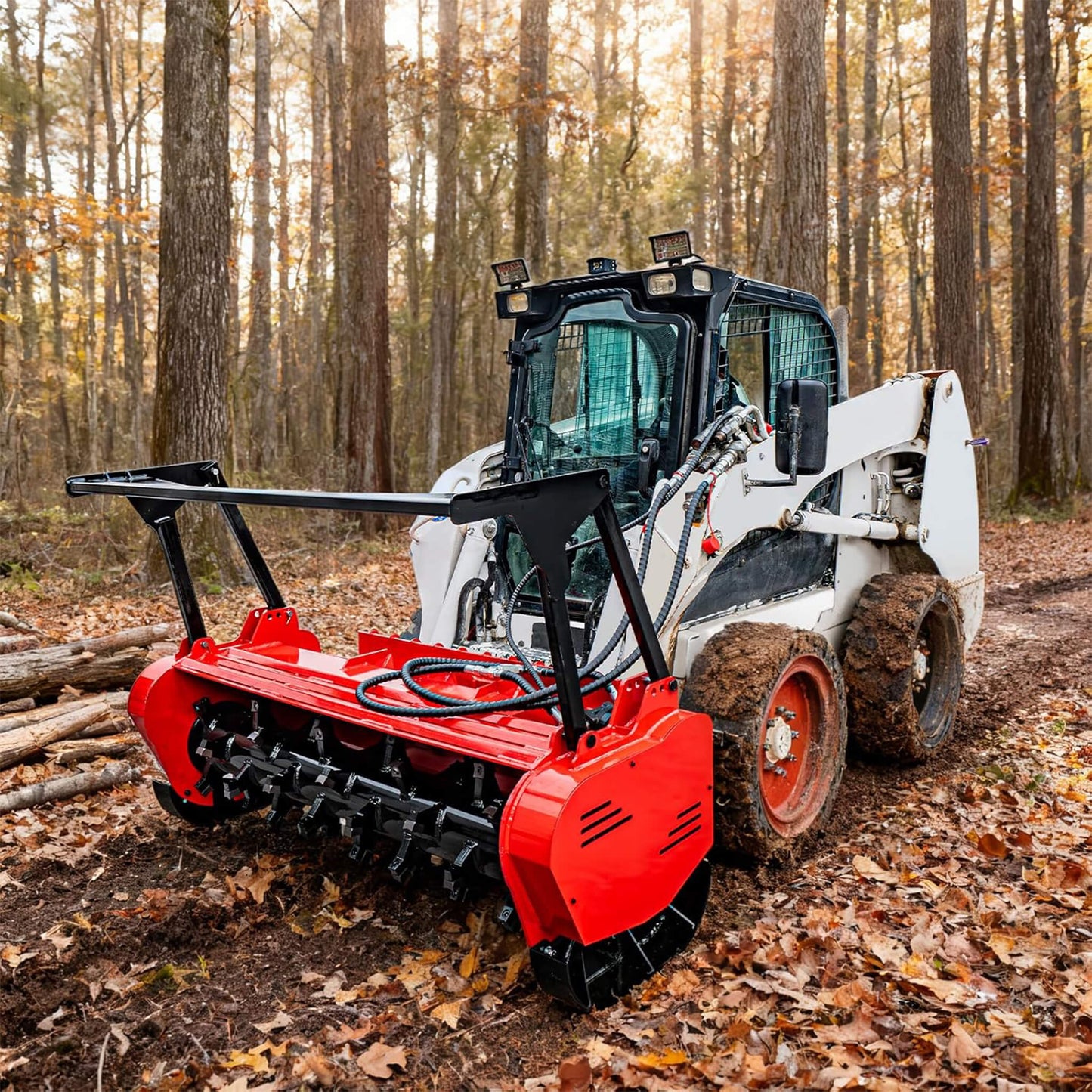 Heavy-Duty 60-Inch Hydraulic Forestry Mulcher Skid Steer Loader Attachment (SAK50792)