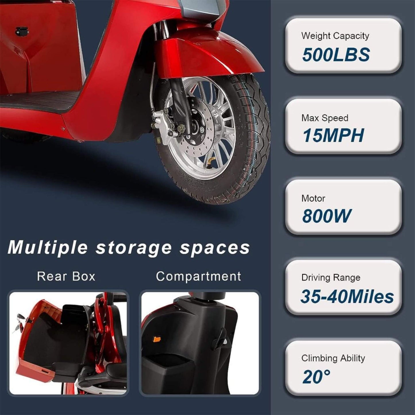 Zvg Heavy-Duty 800W All-Terrain Electric Powered Mobility Scooter For Seniors & Adults (SAK96314)