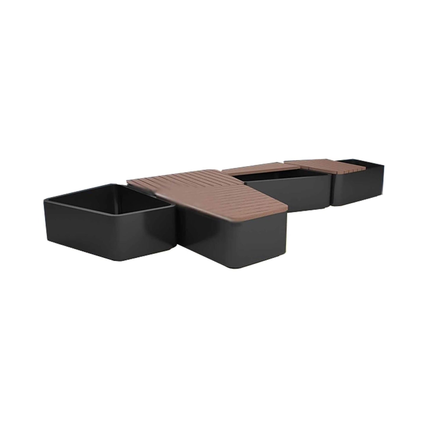 Heavy-Duty Commercial Outdoor Stainless Steel Bench With Wood Seat And Planter Box [Made-To-Order] (SAK41578)