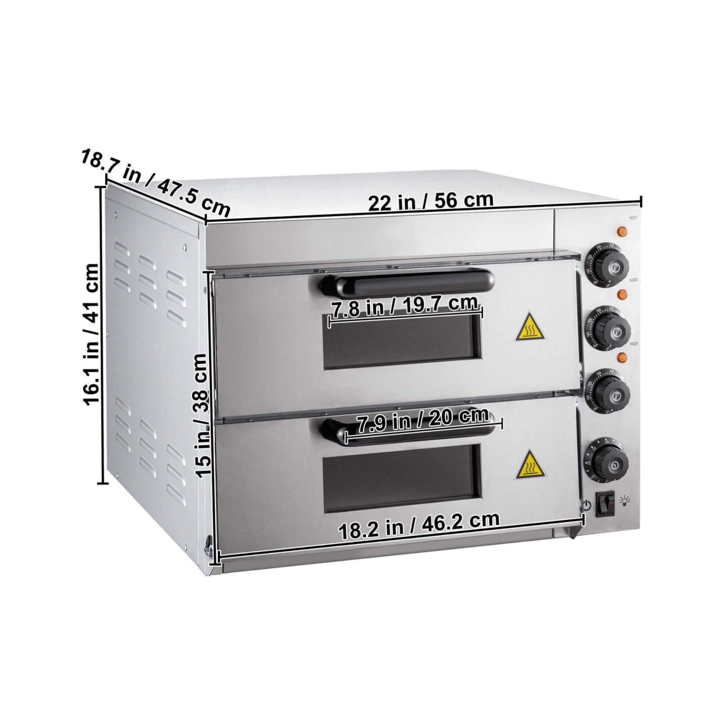 Heavy-Duty Electric 2000W Indoor Commercial Countertop Double Deck Pizza Oven (SAK36147)