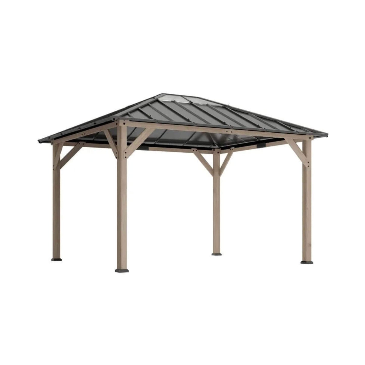 [08X10] Alora Heavy-Duty Fir Wood Hardtop Gazebo With Galvanized Steel Roof And Ceiling Hooks (SAK29467)