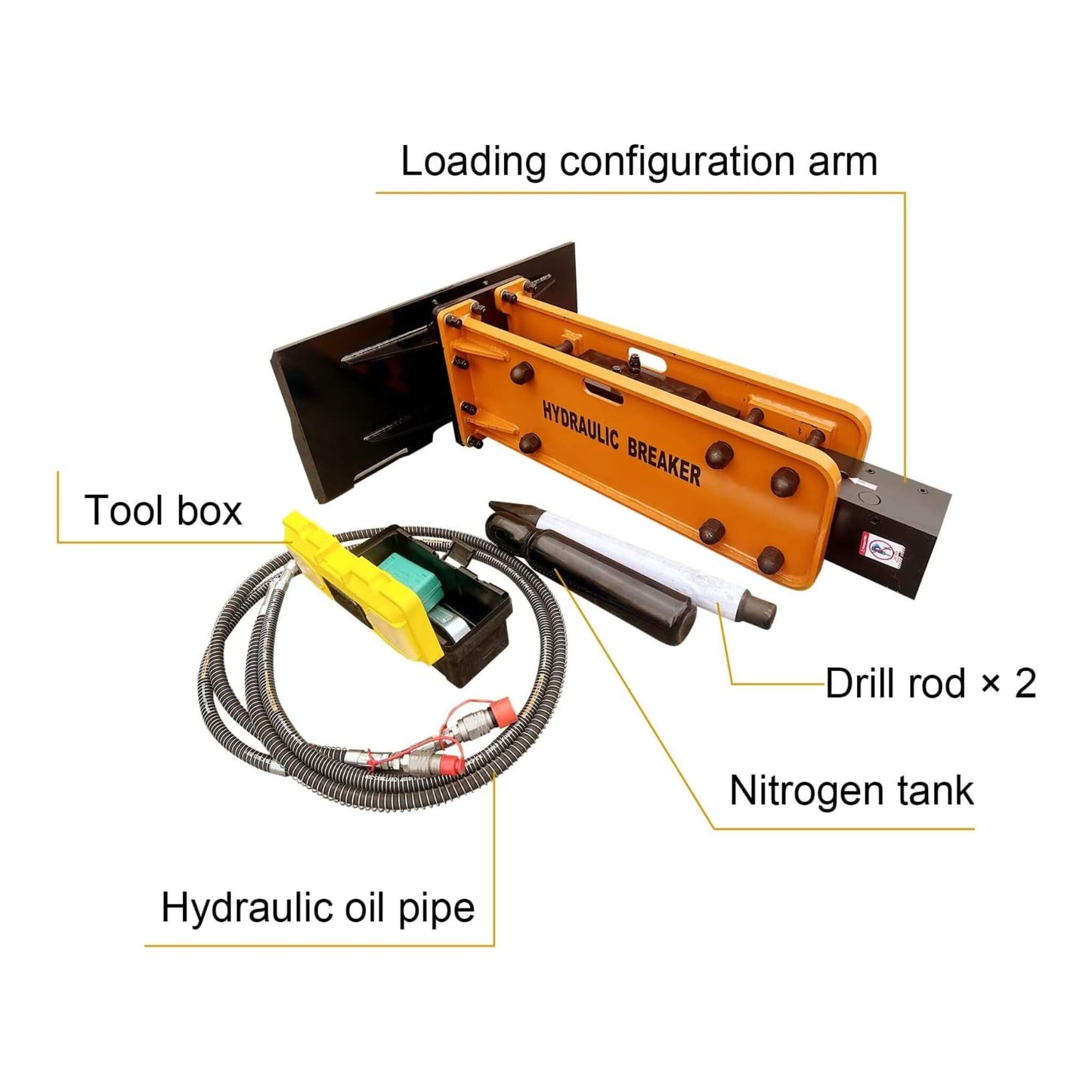 Heavy-Duty Hydraulic Hammer Skid Steer Attachment (SAK39715)