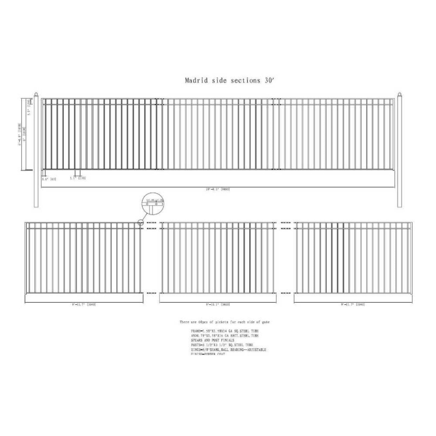 [12-30FT] Heavy-Duty Madrid-Style Premium Steel Sliding Driveway Gate (SAK23857)